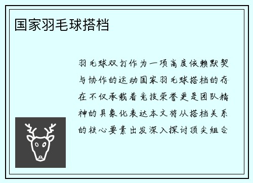 国家羽毛球搭档