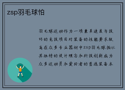 zsp羽毛球怕
